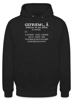 Produktbild von Spreadshirt Gefrieml Ä Bayrisch Wörterbuch Uni Hoodie, M, Schwarz