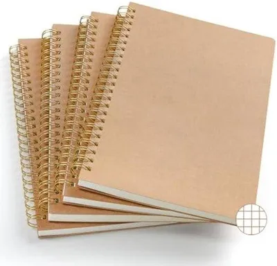 Immagine prodotto di Set di 4 quaderni a spirale formato A5 - motivo a rombi, copertina in carta kraft e carta di alta qualità