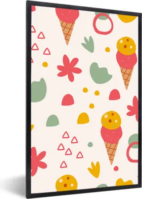 Produktbild von MuchoWow® Gerahmtes Poster Eiscreme - Sommer - Design 60x90 cm - Poster mit Schwarzem Bilderrahmen Wandposter Rahmen Foto Bilder - Kunst