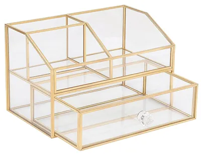 Obrázek produktu pro Zlatý kosmetický organizér se zásuvkami na make-up a šperky