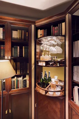 Produktbild von Klassischer Brauner Büroschrank Exklusiver Glasschrank Edle Holz Regale