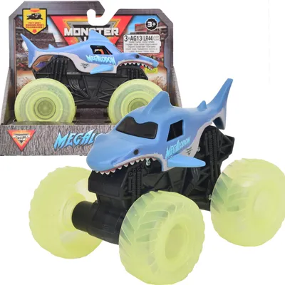 Produktbild von Monster Jam – Fahrzeug mit beleuchteten Rädern im Maßstab 1:43 – Megalodon
