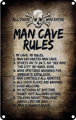 Produktbild von vianmo Blechschild 18x12 cm man cave rules Totenkopf