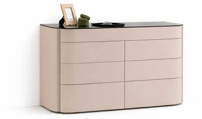 Obrázok produktu pre Dizajnová komoda z béžového dreva s úložným priestorom do spálne