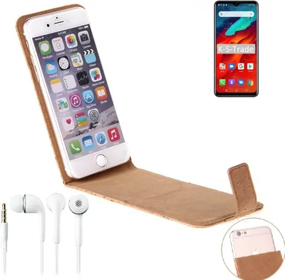 Produktbild von K-S-Trade Schutzhülle mit Kopfhörer kompatibel mit Blackview A80 Pro Handyhülle Cover Kork Tasche Flipstyle Case