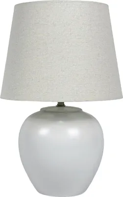 Zdjęcie produktu dla Lampa stołowa Relaxdays, ceramiczna podstawa, abażur z tkaniny, E27, wys. x średnica: 45 x 30 cm, lampa nocna z przewodem, do sypialni, biało-kremowa
