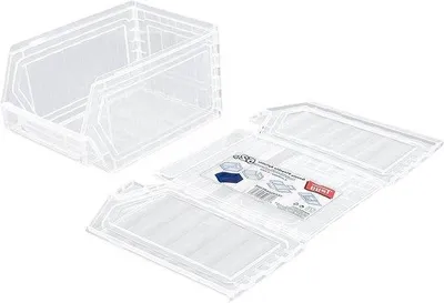 Obrázok produktu pre 5-dielna sada z plastu, priehľadná, skladateľná a stohovateľná, 5-dielna skladovacia krabica, 236 x 160 x 130 mm