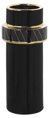 Keramik-Tafelvase, schwarz-gold, 11 x 25 cm