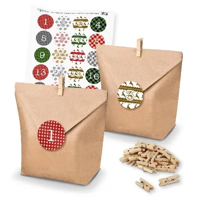 Produktbild von Basteladventskalender Set - Set 6 Weihnachten Sticker rot grün