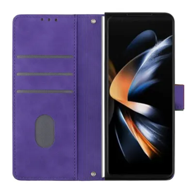 Produktbild von Hülle für Samsung Galaxy Z Fold 5 Prägung Flip Leder Kartenfächer Schutzhülle mit Ständer Lila