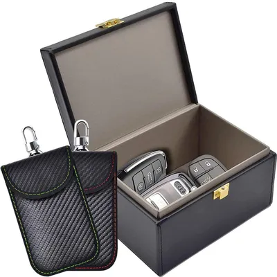 Productafbeelding van Keyless Go: Beschermende autosleutelbox en 2 beschermhoezen, Faraday-tas met RFID-afscherming