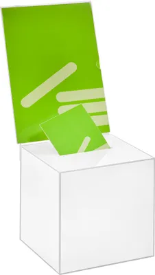 Produktbild von Losbox / Aktionsbox 200x200x200mm mit Topschild DIN A4 Hoch, aus opalem / blickdichtem Acrylglas / Einwurfbox / Gewinnspielbox / Acryl / milchig / undurchsichtig - Zeigis®