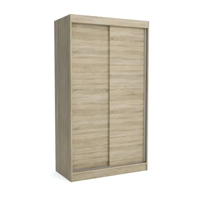 Produktbild von Brent - Kleiderschrank Schiebetüren Emily, Schlafzimmerschrank mit 1 Kleiderstange und Einlegeböden für Kleidung, 120x215x60 cm, Sonoma Eiche