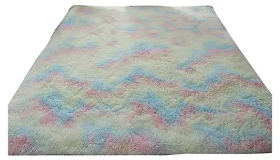 Produktbild von Flauschige Bodenmatte, Plüschteppich mit rutschfester Unterseite, zottelig-flauschiger Schlafzimmerteppich, Bettvorleger für Kinderzimmer, Spielzimmer, Wohnzimmer, Studentenwohnheim