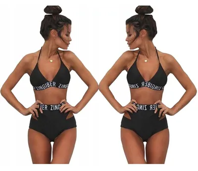 Produktbild von Badeanzug - Zweiteiliger Badeanzug - Hoher Schnitt - Bikini - Schwarz - M