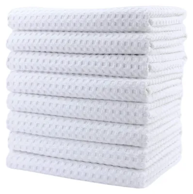 Productafbeelding van POLYTE Microvezel theedoek, wafelstructuur, 380 GSM, 40,6 x 71,1 cm, 8 stuks – Afmetingen 40 x 71 cm, wit