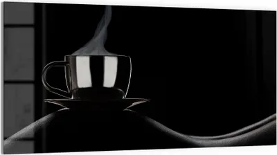Produktbild von DEQORI Glasbild Echtglas 100x50 cm 'Sinnliche Kaffeepause' Wandbild Bild modern Deko