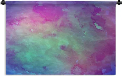 Produktbild von MuchoWow® Wandteppich Wandbehang Aquarell - Grün - Lila 150x100 cm Tapisserie Dekoration Wandtuch - Waschbar - Tapisserien - Wand-Decke
