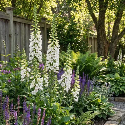 Zdjęcie produktu dla Bloomique - Zestaw 3 sztuk - Digitalis Purp. Dalmatian White - Naparstnica - Obficie kwitnąca - Odporna na zimę - Bylina - 10-20 cm wysokości - Doniczka 9 cm