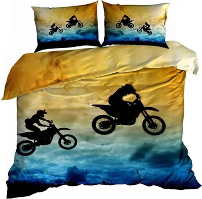 Produktbild von 3D Baumwollsatin Bettwäsche 160x200cm MOTOR CROSS