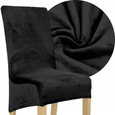 Produktbild von Stuhlhusse XL Schwarz - Samt Stuhlbezug - Universal Stretch Bezug für Große Stühle