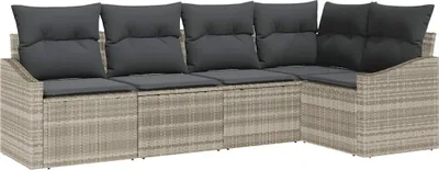 Obrázok produktu pre Sada pohoviek s vankúšom 5 pcs Svetlosivá polyratan