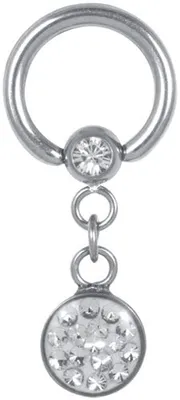 Produktbild von Titan G23 Intim BCR Piercing 1,6x8mm 4/7mm Kristalle Dangle Abgeflacht- Weiss