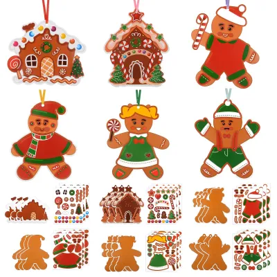 Bastelset Lebkuchenhaus & -mann, 18-teilig, Weihnachtsdeko
