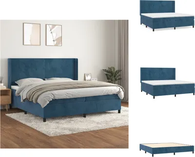 Produktbild von vidaXL Boxspringbett mit Matratze Dunkelblau 200x200 cm Samt - Betten & Bettgestelle