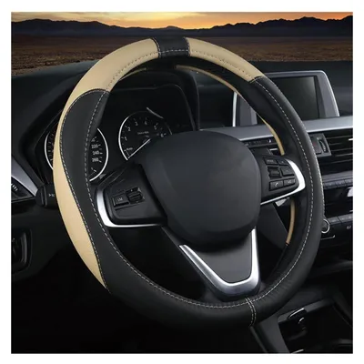 Produktbild von Lenkradbezug Auto Mikrofaser Leder Sport Anti Rutsch 38cm Schwarz/Beige