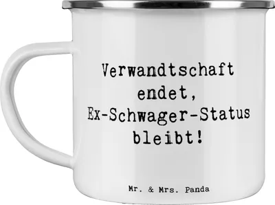 Produktbild von Mr. & Mrs. Panda Teetasse Spruch Ex-Schwager Erinnerung - Weiß - Geschenk, Emaille Becher, Familienbande, Familienverhältnisse, Weihnachten, Pott, Tasse, Verwandtschaft