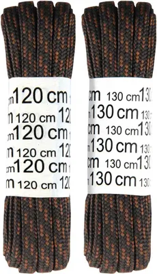Image de Lacets de trekking "2 paires" - Lacets de chaussures - Marron foncé 120cm/130cm - Plat