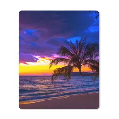 Produktbild von MuchoWow® Mauspad Mousepad Palme - Lila - Sonnenuntergang - Strand - Meer 19x23 cm - Mousepads - Maus Mat - Pad - Mausunterlage - Mauspads - Spielen