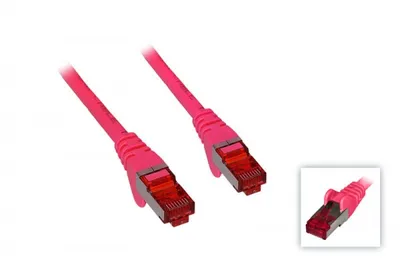 Produktbild von CAT 6 Patchkabel, S/FTP (PiMF), magenta Kupferleiter (CU), halogenfreier Kabelmantel (LSZH)