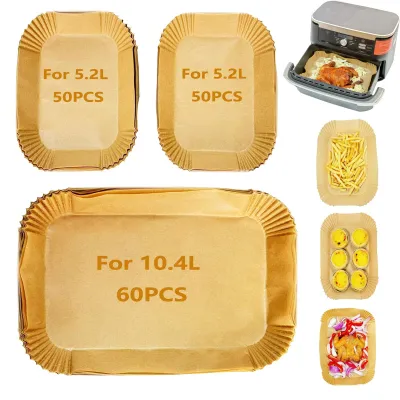 Produktbild von 160 Stück Backpapier für die Ninja Flex Drawer Dual Zone AF500EU 10,4L Heißluftfritteuse, Zubehör für die Ninja Foodi AF500EU AF500EUCP Heißluftfritteuse, auch kompatibel mit der Cecotec Dual 9000 9L.