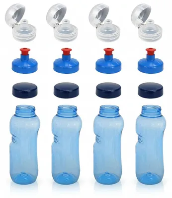 Produktbild von 4x 0,5L Kavodrink Wasserflasche Trinkflasche + 4x FlipTop + 4x Push-Pull, KI-generiertes Bild