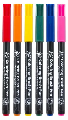 Image de SAKURA XBR6B1 SAKURA Pinceau-crayon Koi Coloring Brush, coffret de 6, couleurs de base