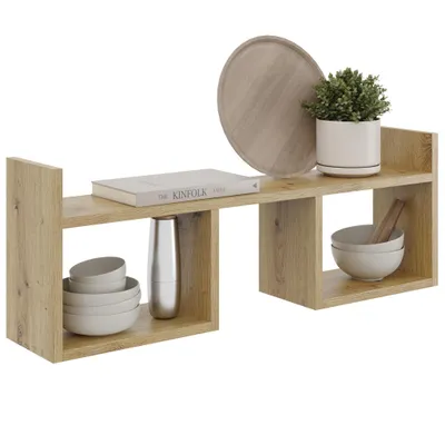 Produktbild von Hängeregal Eiche Artisan – Modernes Wandregal mit offenem Design, Dekoratives Regal für Wohnzimmer, Büro und Schlafzimmer