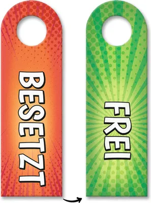 Produktbild von Besetzt oder Frei Türhänger mit Comic Muster WC Klo Toilette Türe Badezimmer Bad