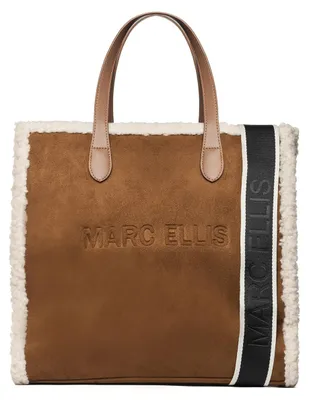 Produktbild von Marc Ellis Umhängetasche für Damen, dunkelbraun, mit Shearling-Details und verstellbarem Trageriemen