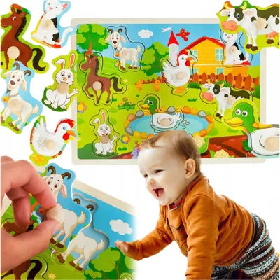 Obrázok produktu pre Drevené puzzle Farma pre deti od 3 rokov