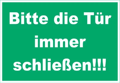 Produktbild von Schild Bitte die Tür immer schließen grün-weiss A1 (594x841mm)