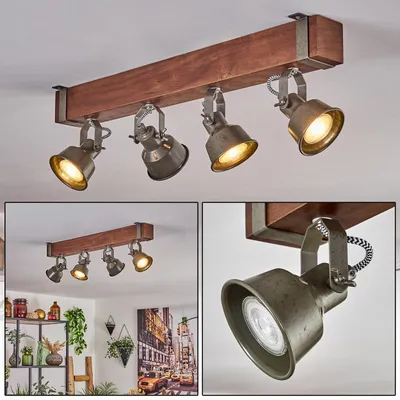Produktbild von Villanuova moderne Deckenlampe aus Metall/Holz in Schwarz/Braun/Grün-Grau