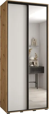 Produktbild von MEBLE KRYSPOL Cannes 3 Schrank mit 2 Schiebetüren - 205,2x100x45 cm - Artisan Weiß Schwarz