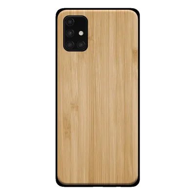 Zdjęcie produktu dla Smartphonica Etui na telefon Samsung Galaxy A71 4G o drewnianym wyglądzie - tylna obudowa ze sztucznego drewna bambusowego - brązowy