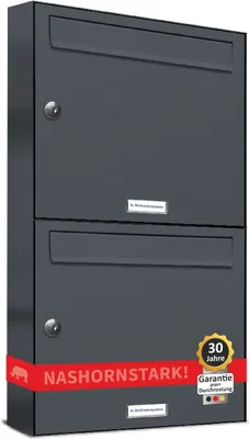 Produktbild von 2er Briefkasten Anthrazit Anlage 2 Fach Wandbriefkasten Postkasten