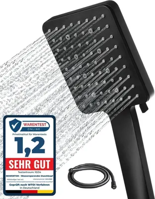 Zdjęcie produktu dla Newentor słuchawka prysznicowa masująca deszczownica 6 trybów natrysku słuchawka prysznicowa czarna