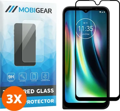 Produktbild von Mobigear Premium 9.98 Motorola Defy (2021) Panzerglas Gehärtetes Glas Displayschutz - Hüllenfreundlich - Schwarz (3er Pack)