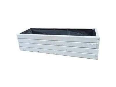 Image de Jardinière en bois 80 cm – Jardinière pour balcon et terrasse, bac à fleurs résistant aux intempéries, potager surélevé pour herbes aromatiques (D2 Blanc)