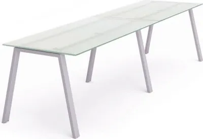 Produktbild von Mehrfacharbeitstisch Blanca BxTxH 360x80x73cm Gestell grau Platte Glas satiniert